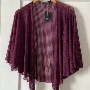 INC Women's Burgundy Wine Sheer Shawl Top One Size